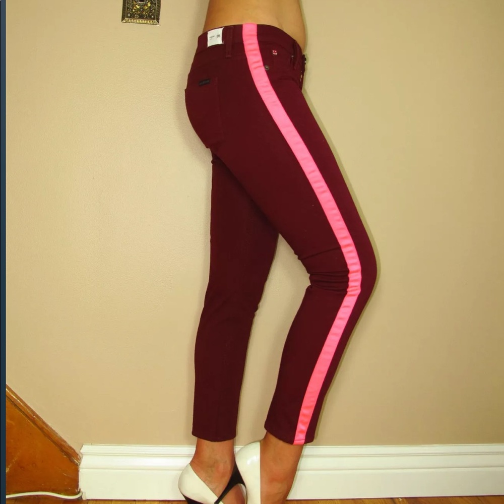 🆕 Hudson Loulou Red Skinny Jeans Side Striped Tuxedo 28 - Picture 5 of 8